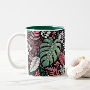 Taza Bicolor Vibrant tropical botanical