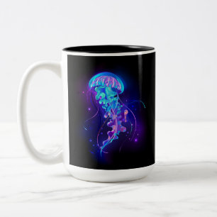 Taza Bicolor Vibrante color Glustre medusas