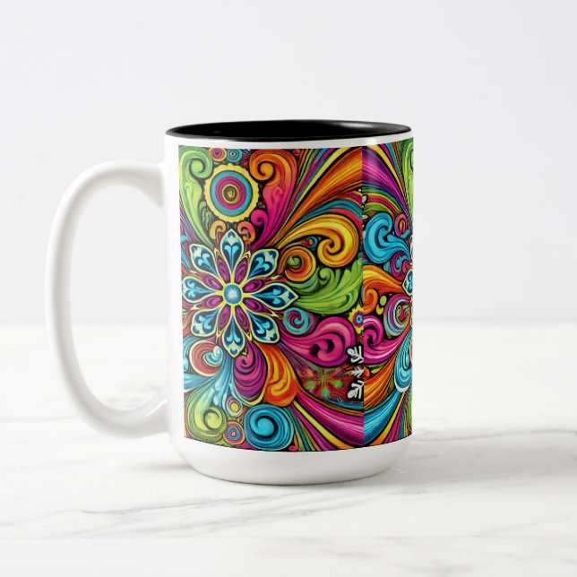 Taza Bicolor Vibrante ráfaga floral (Izquierda)