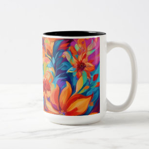 Taza Bicolor Vibrante Resumen de Mug Floral