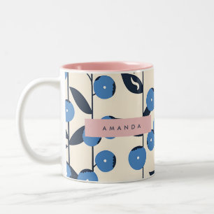 Taza Bicolor Vid de Arándano Azul Personalizada