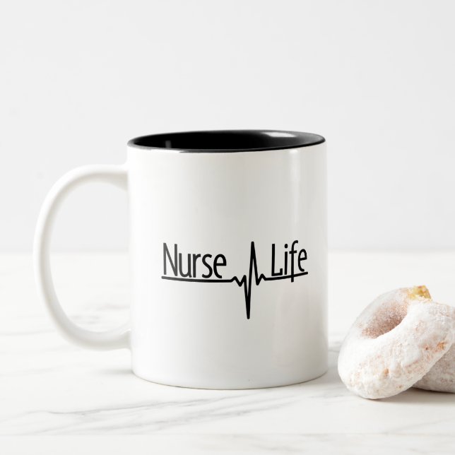 Taza Bicolor Vida de Enfermera - EKG (Con donut)