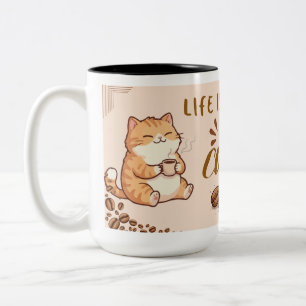 Taza Bicolor Vida de gatos lindos es mejor después del café Taz