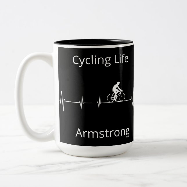 Taza Bicolor Vida en bicicleta, personalizable latido (Izquierda)