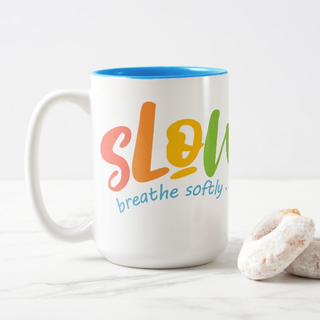 Taza Bicolor Vida lenta (Con donut)