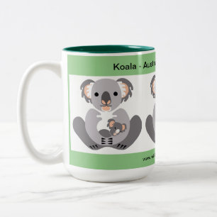 Taza Bicolor Vida silvestre - Cuidadosamente KOALA - Marsupial 