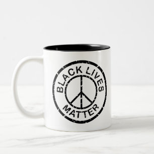 Taza Bicolor vidas negras importan signos de paz