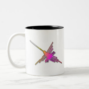 Taza Bicolor Videojuego retro de 8 bits Nazca Lines Hummingbird