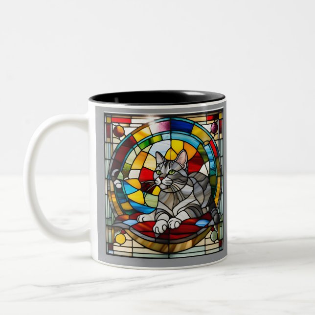 Taza Bicolor Vidrio manchado de tabla gris (Izquierda)