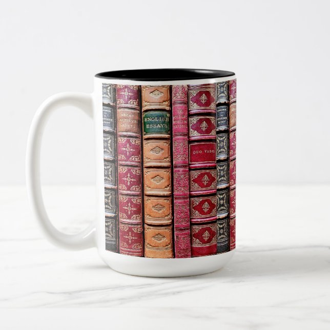 Taza Bicolor Vieja Biblioteca de Libros Quo Vadis (Izquierda)