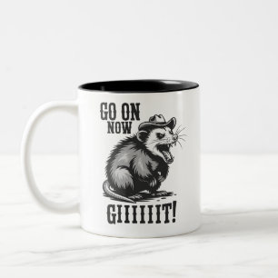 Taza Bicolor Viejo Mapache Vaquero Sigue Adelante Ahora Ve Occi