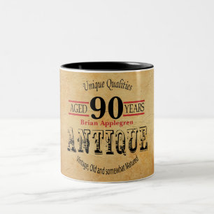 Taza Bicolor Viejo Timer 90 cumpleaños