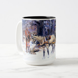 Taza Bicolor Viejos Navidades de Nueva Inglaterra (por Charles 