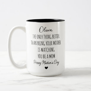 Taza Bicolor Viendo que seas una hija madre, regalo de nueva ma