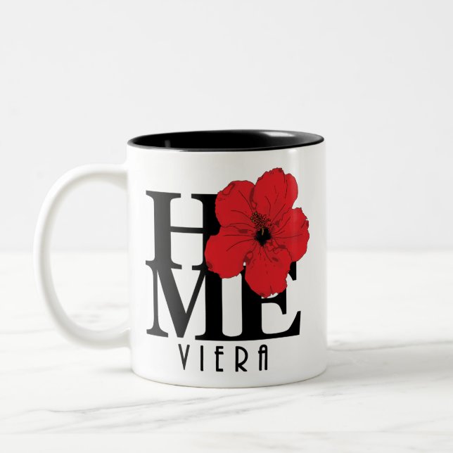 Taza Bicolor Viera HOME Red Hibiscus 11oz (Izquierda)