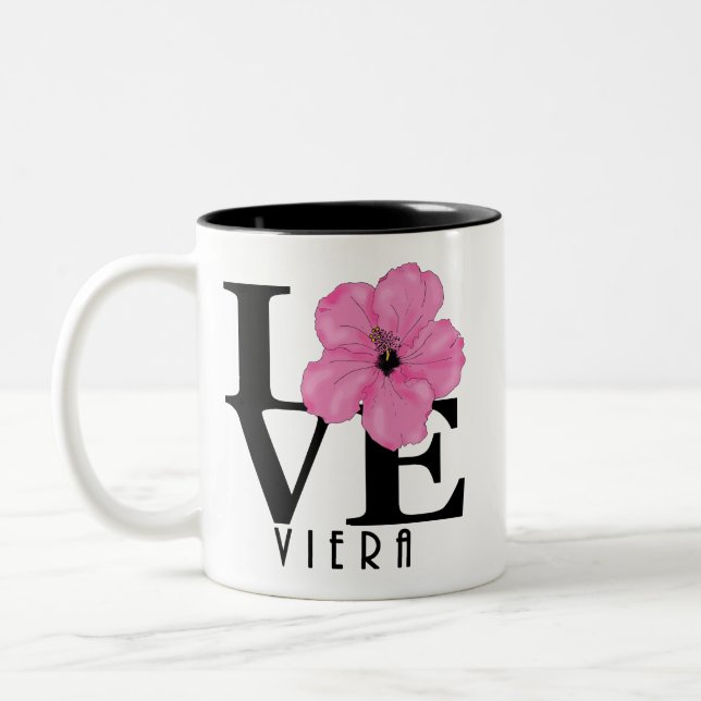 Taza Bicolor Viera LOVE Pink Hibiscus 11oz (Izquierda)