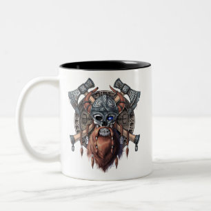 Taza Bicolor Viking Warrior Skull