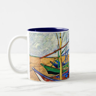 Taza Bicolor Vincent Van Gogh - Barcas de Pesca en la Playa