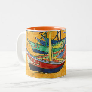 Taza Bicolor Vincent van Gogh - Barcos de Pesca en la Playa