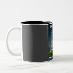 Taza Bicolor Viñeta Retro Mínimo de Las Vegas Estados Unidos