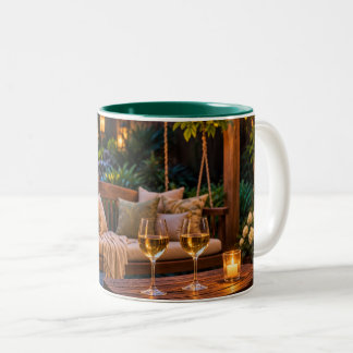 Taza Bicolor Vino en el jardín al crepúsculo