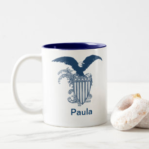 Taza Bicolor Vintage American Bald Eagle Stars Stripes Shield