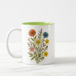 Taza Bicolor Vintage Botanical Wildflowers mug