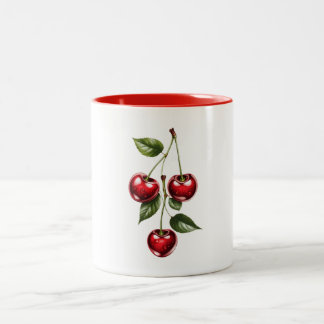 Taza Bicolor Vintage Cherry Illustration Coffee Mug