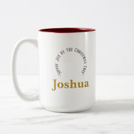 Taza Bicolor Vintage Christmas Personalized Name Mug | Modern