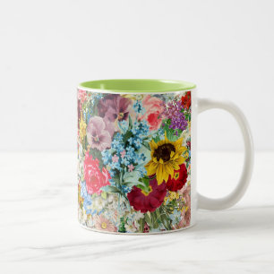 Taza Bicolor Vintage colorido floral