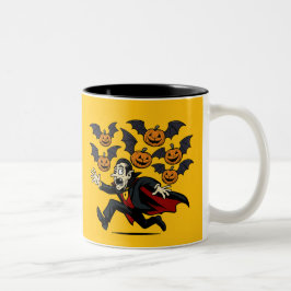 Taza Bicolor Vintage de Halloween vampiro y murciélagos de cala