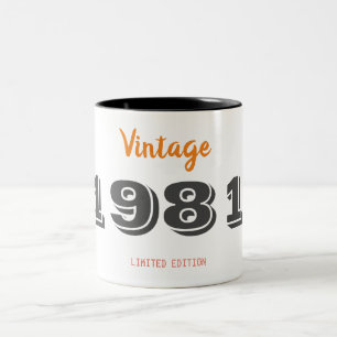 Taza Bicolor Vintage edición limitada de 1981 45th Birthday Gif
