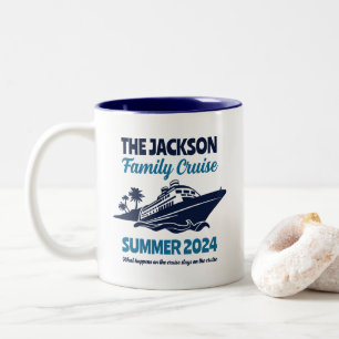 Taza Bicolor Vintage Family Cruise Vacation Beach Holiday