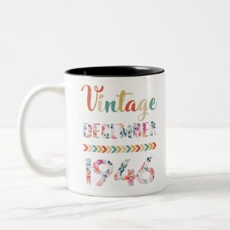 Taza Bicolor Vintage floral Diciembre 1946 Regalos