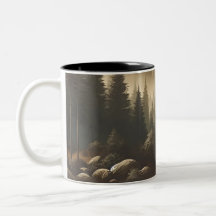 Vintage Forest Art con Aesthetic Mountain Landsca