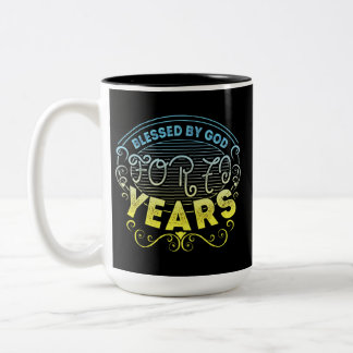Taza Bicolor vintage Funny de 70 años diciendo una cita