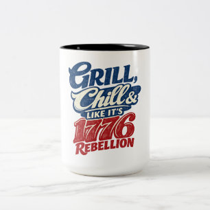 Taza Bicolor Vintage Grill Chill 1776 Rebelión Patriótico