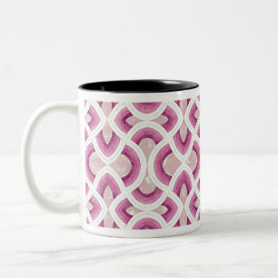 Taza Bicolor Vintage Groovy Rainbow Pattern En Mulberry