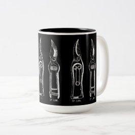 Taza Bicolor VINTAGE ILUSTRACION blanco Jardinería Pruners Mug