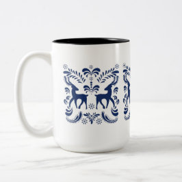 Taza Bicolor Vintage Inspired Folklore Ceramic Coffee Cup