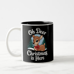 Taza Bicolor Vintage Navidades De Renos De Navidad