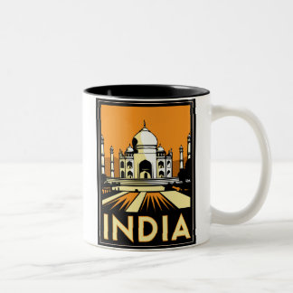 Taza Bicolor vintage retro del viaje del art déco del Taj Mahal