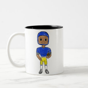 Taza Bicolor vintage retro jugador de fútbol azul amarillo simp