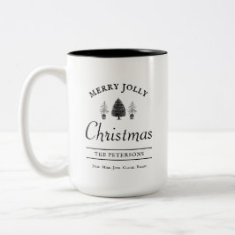Taza Bicolor Vintage Rustic Black & White Christmas