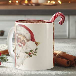 Taza Bicolor Vintage Santa Claus Navidades Mug