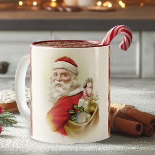 Taza Bicolor Vintage Santa Claus Navidades Mug
