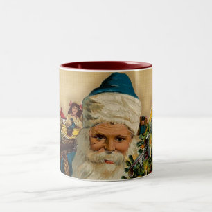 Taza Bicolor Vintage Santa- Happy Holidays: Coffee Mug