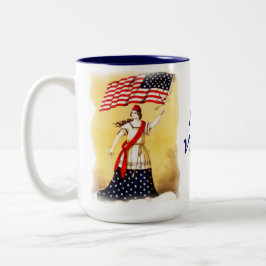 Taza Bicolor Vintage "siempre vigilante" patriótico