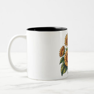 Taza Bicolor Vintage Sunflower Bebe Ilustracion Naturaleza flor