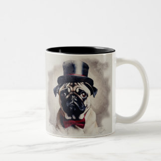 Taza Bicolor Vintage Tux Pug Mug